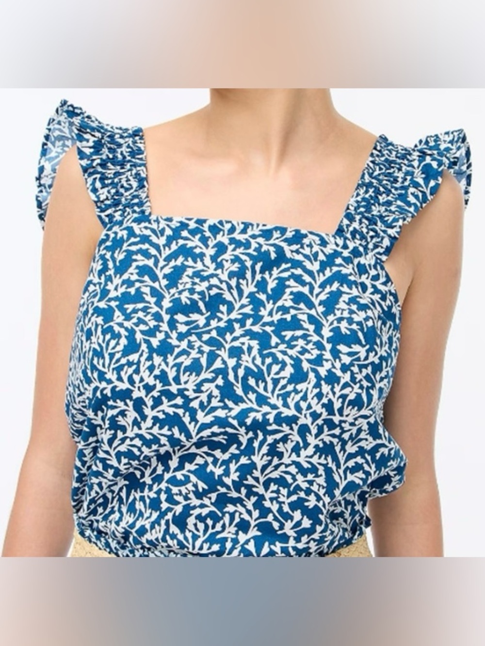J.Crew Smocked ruffle-shoulder tank top